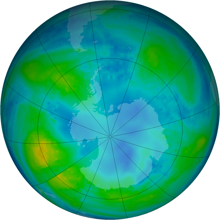 Antarctic ozone map for 06 May 2003